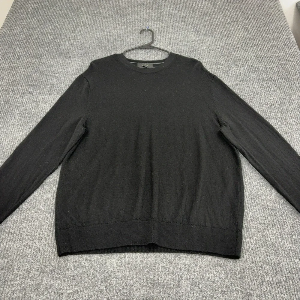 Banana Republic Sweater Mens XL Black Merino Wool Crewneck Classic Minimalist